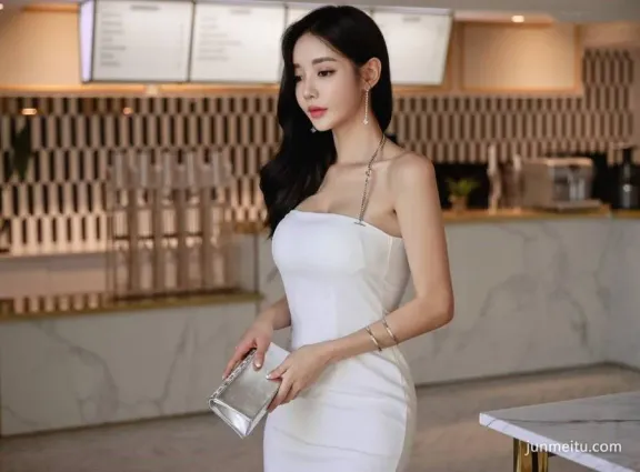 街拍靓麗的白色緊身裙美女，打造完美的曼妙優雅身段！