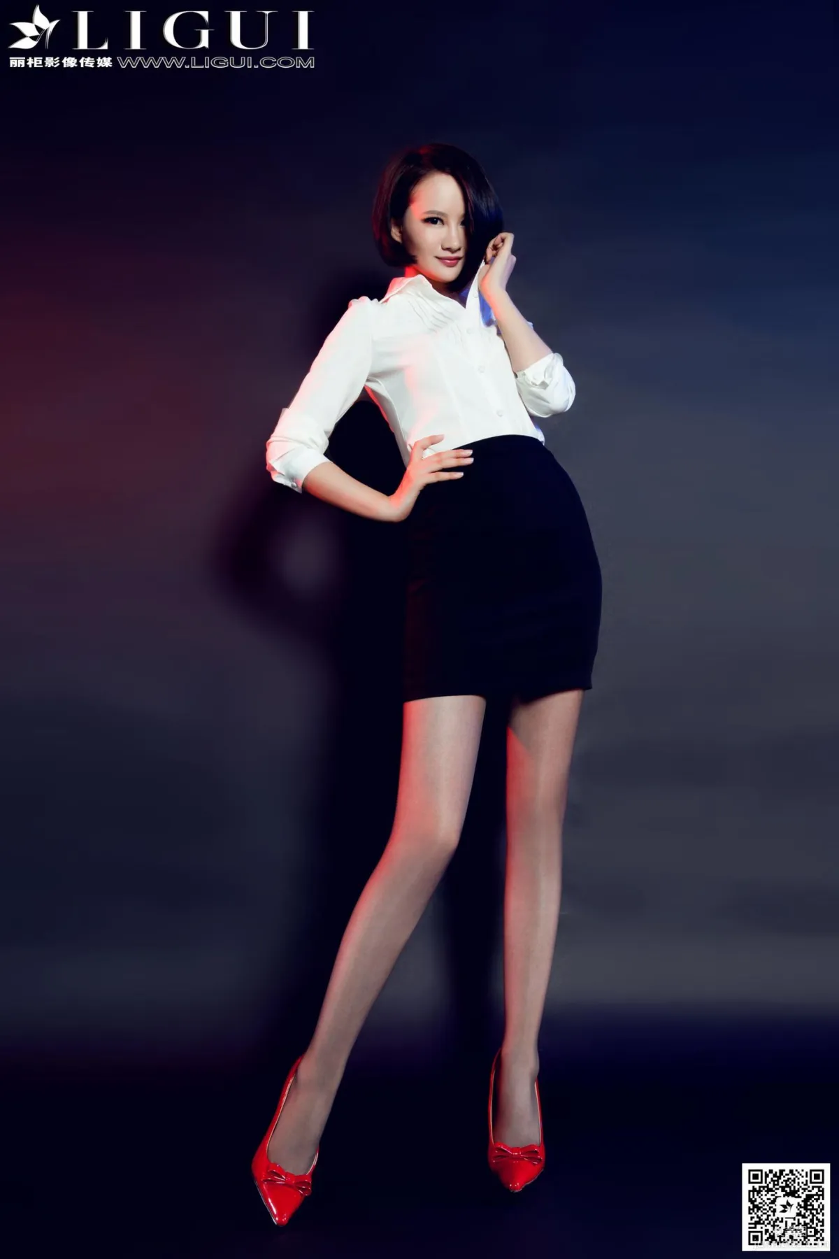 [丽柜LiGui] Model AMY《红高跟短发灰丝女郎》美腿玉足写真图片7