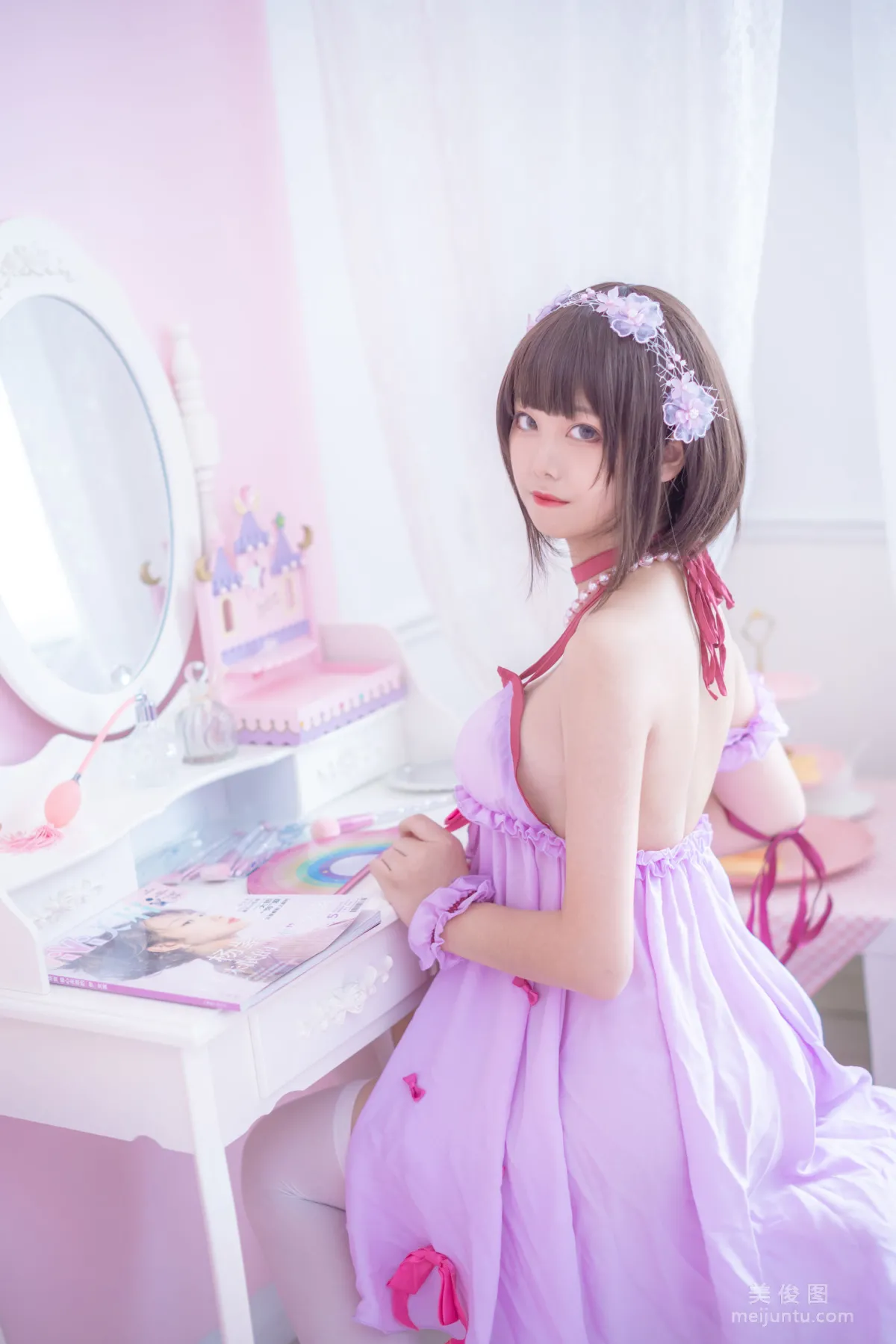 [美女Coser] 蜜汁猫裘 《加藤惠睡衣》 写真集7