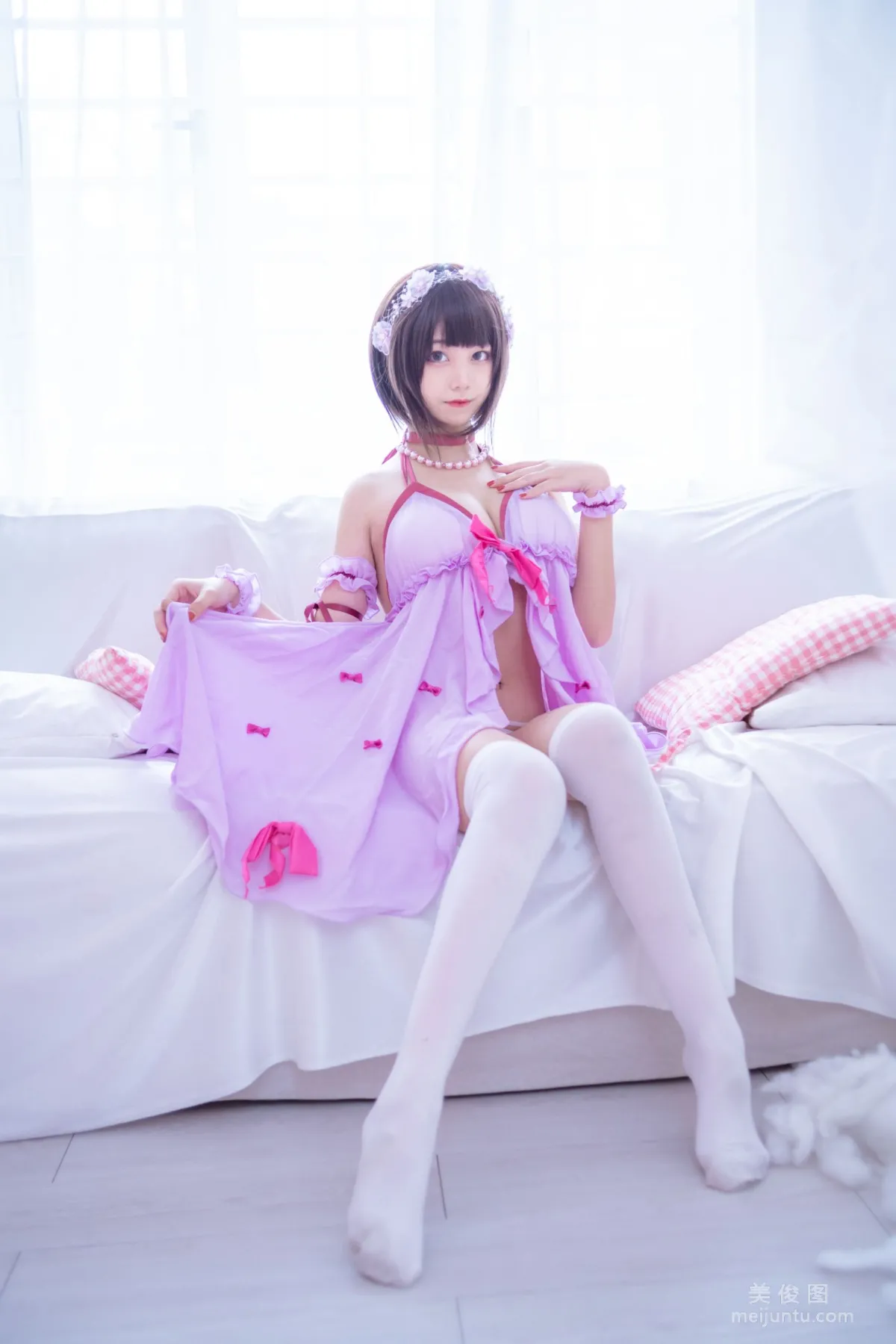 [美女Coser] 蜜汁猫裘 《加藤惠睡衣》 写真集14