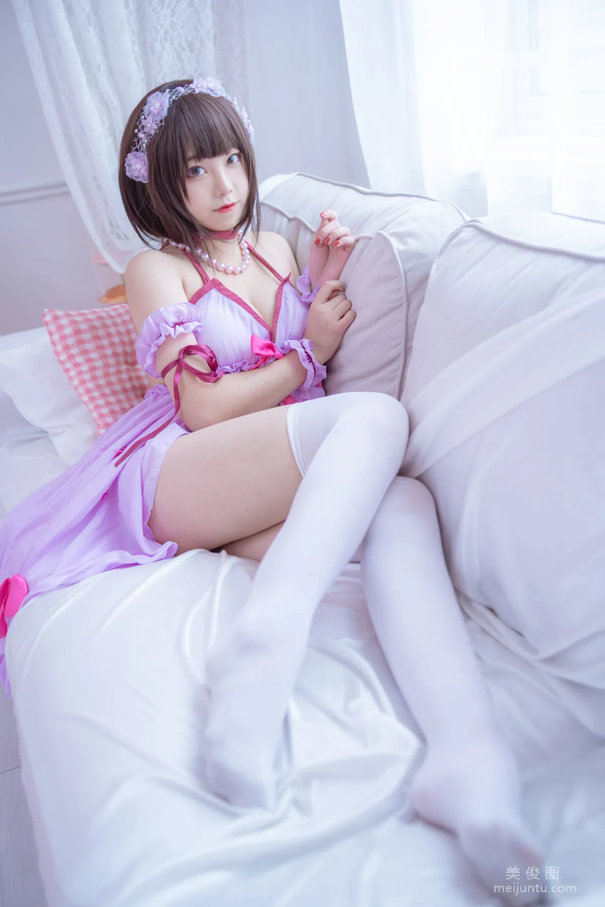 [美女Coser] 蜜汁猫裘 《加藤惠睡衣》 写真集4