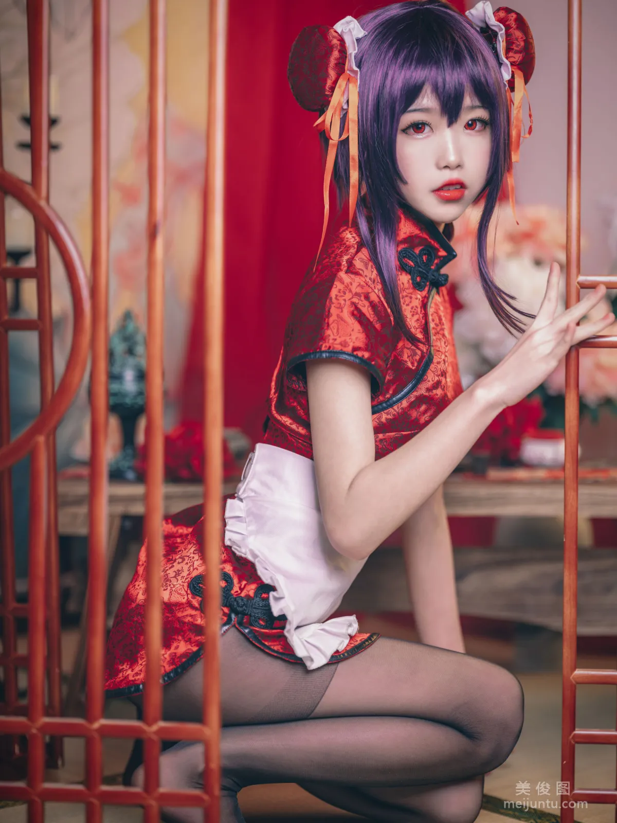 [网红COS] 淼aqua 《霞之丘诗羽 旗袍》 写真集18