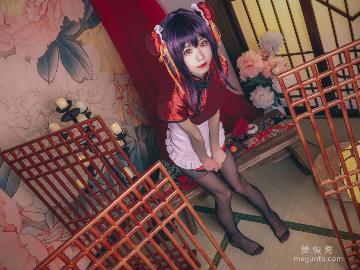 [网红COS] 淼aqua 《霞之丘诗羽 旗袍》 写真集15