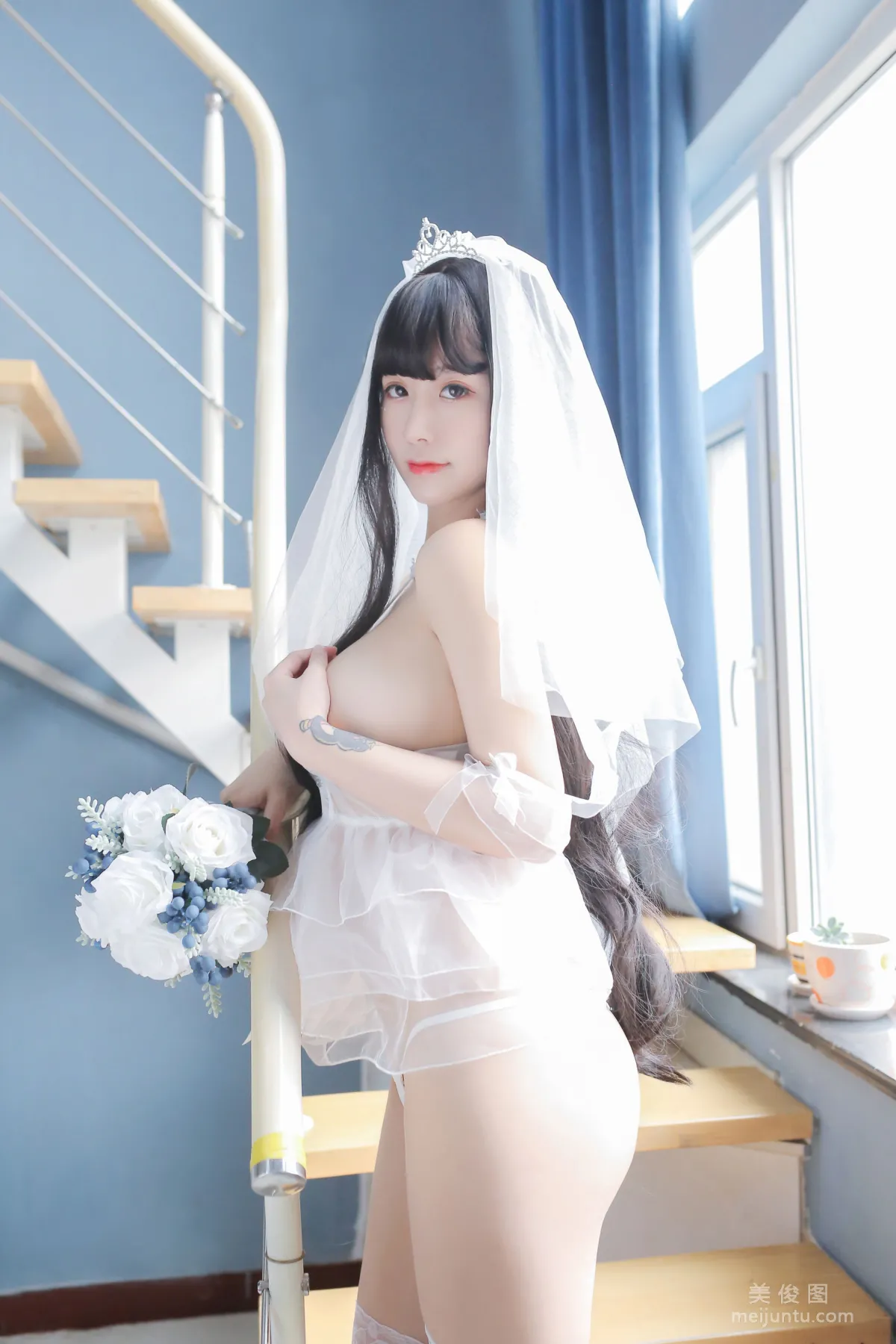 巨乳猫九酱Sakura 《长发婚纱》 写真集40