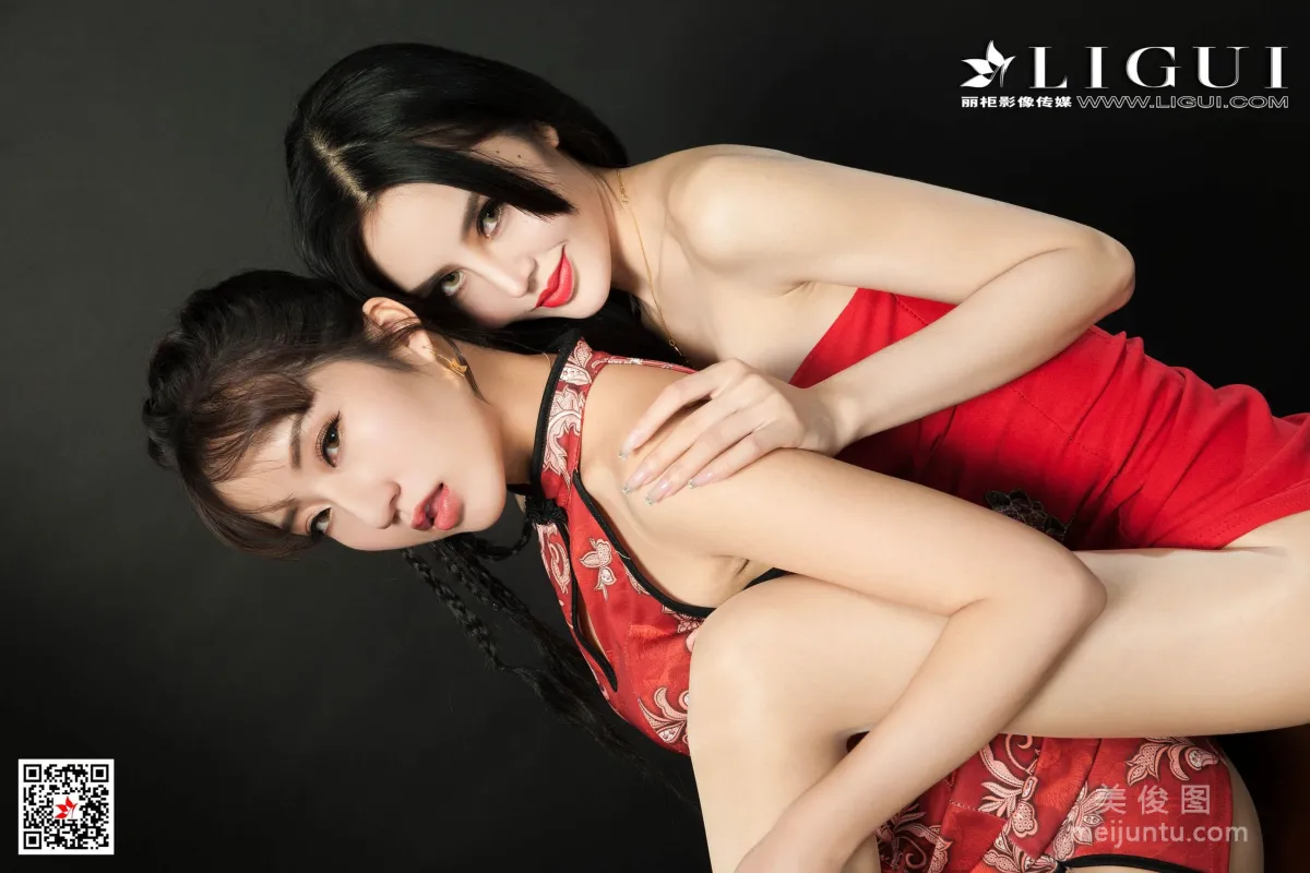 [丽柜Ligui] 网络丽人 Model 汐汐& 凉儿 - 双生丝袜红女郎57