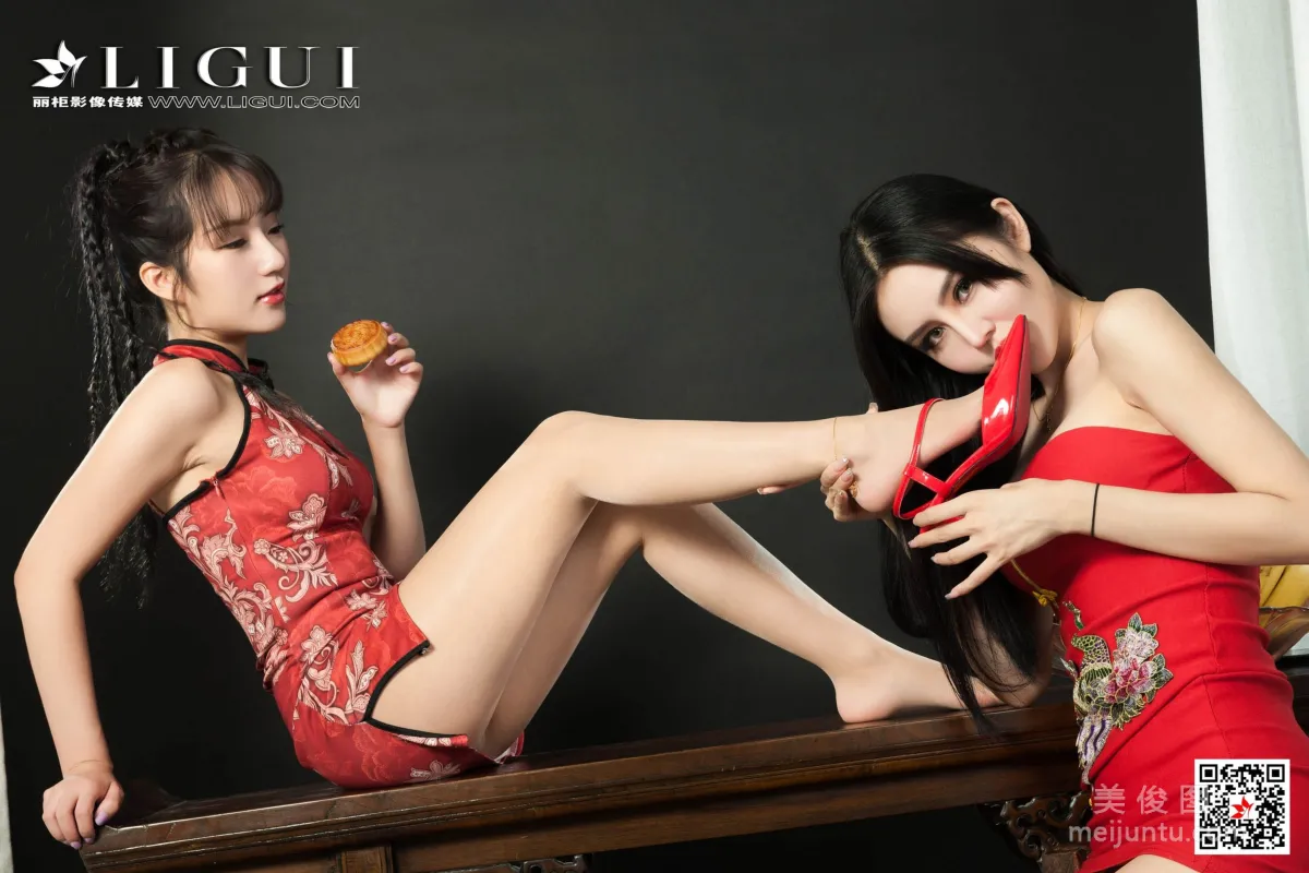 [丽柜Ligui] 网络丽人 Model 汐汐& 凉儿 - 双生丝袜红女郎79