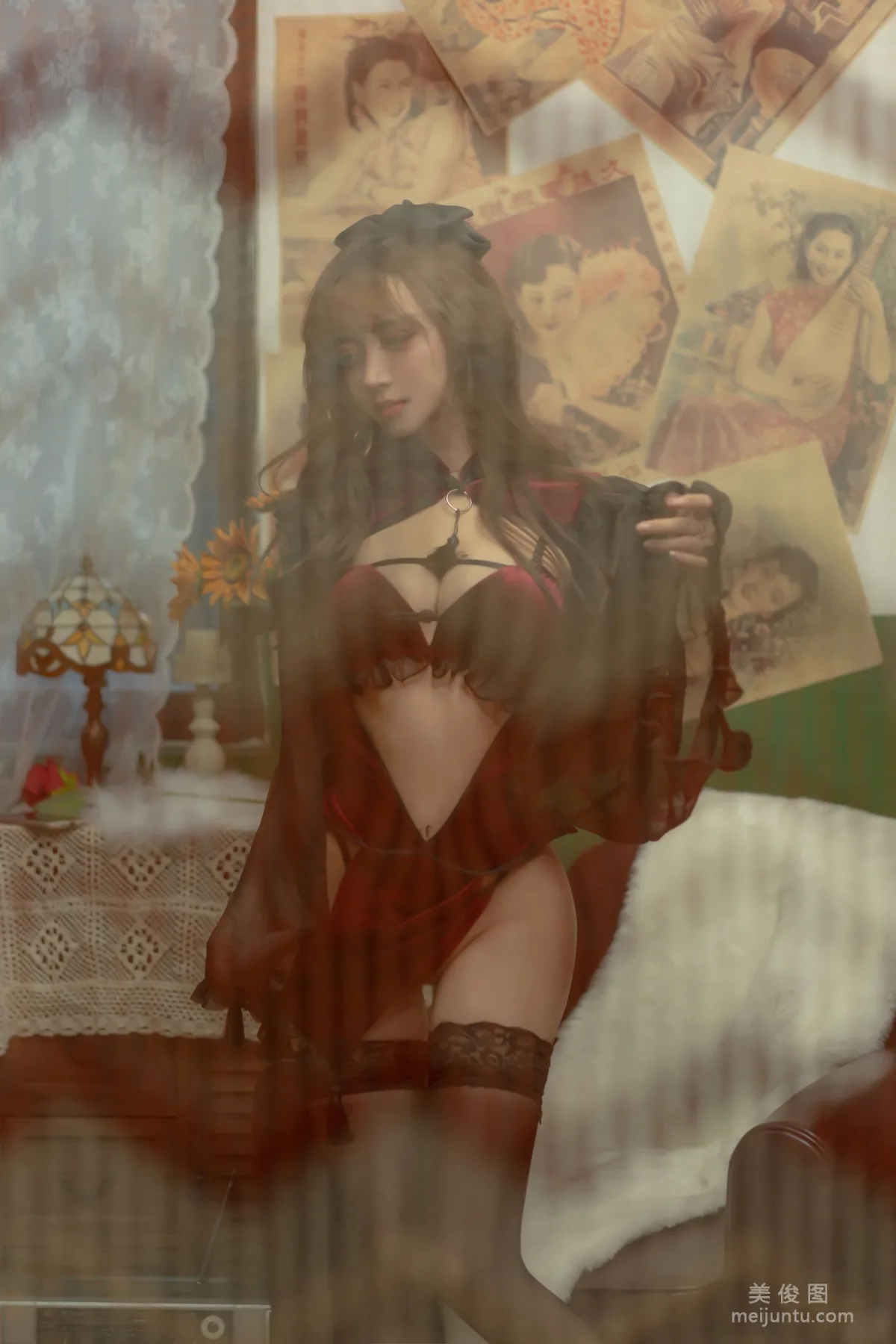 [Cosplay写真] 米线线sama - 红丝绒旗袍4