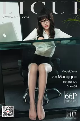 [丽柜Ligui] 网络丽人 Model 芒果 - 灰丝OL长腿秘书