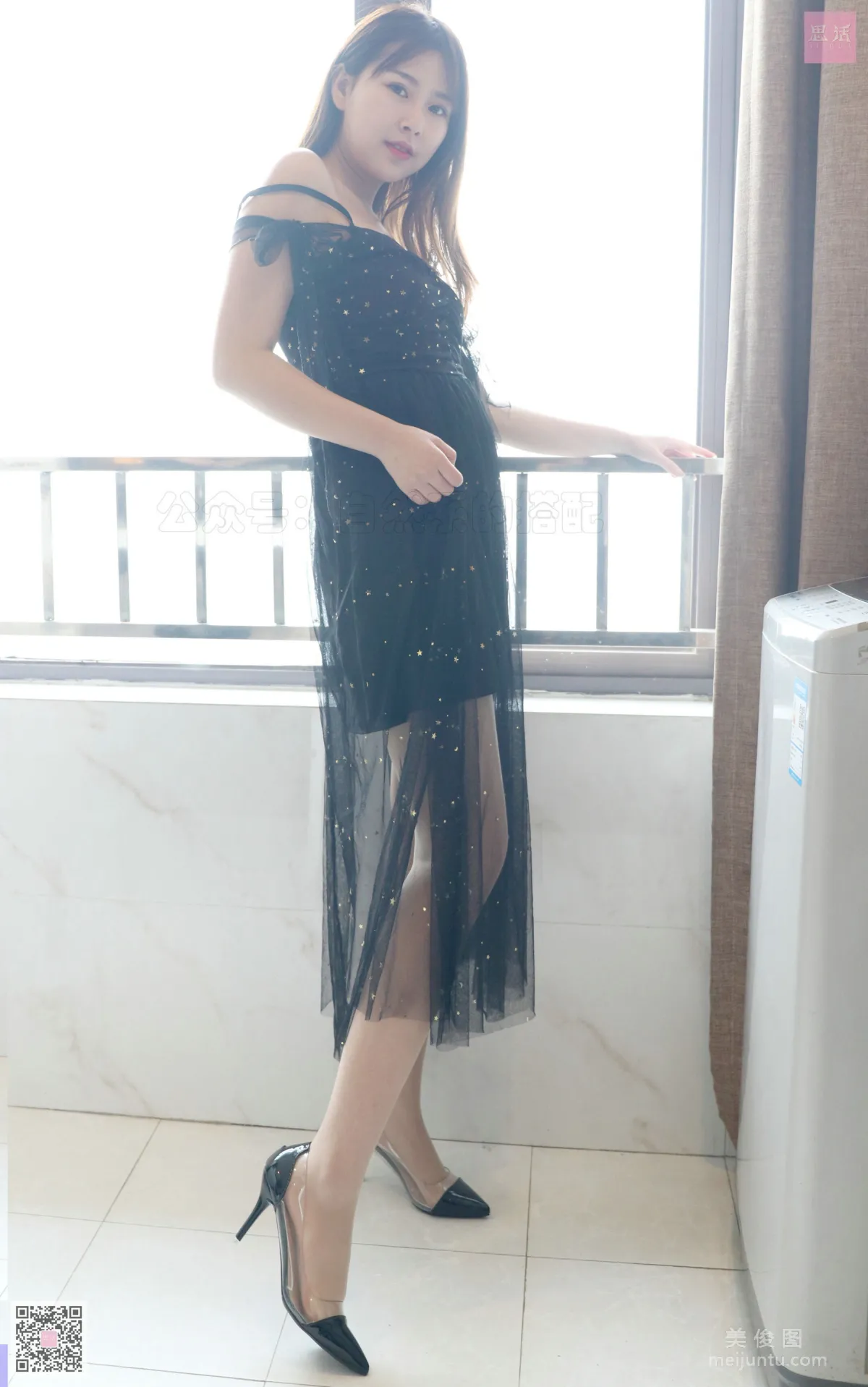 [思话SiHua] SH094 苏羽 - 仙仙的黑色网纱连衣裙15