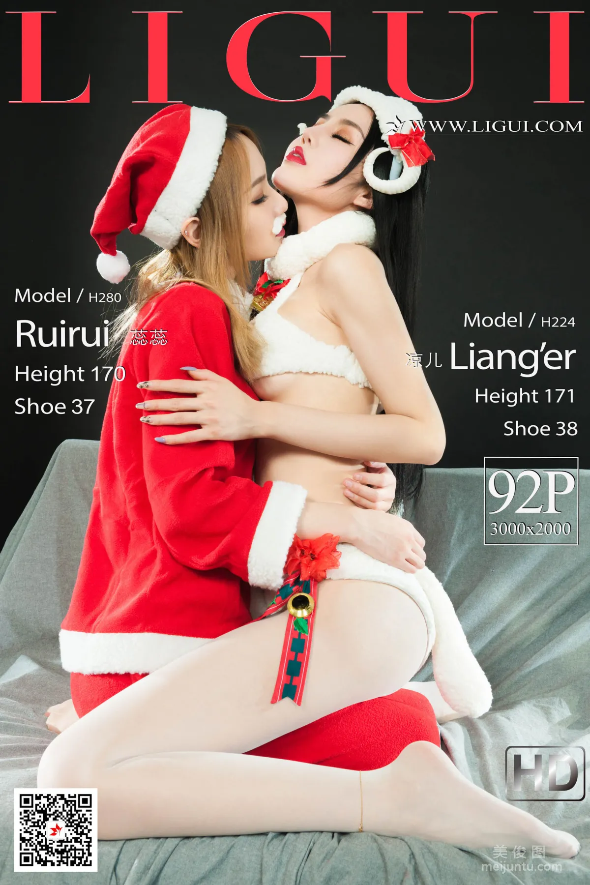 [丽柜Ligui] Model 蕊蕊&凉儿 - 圣诞丝足秀1