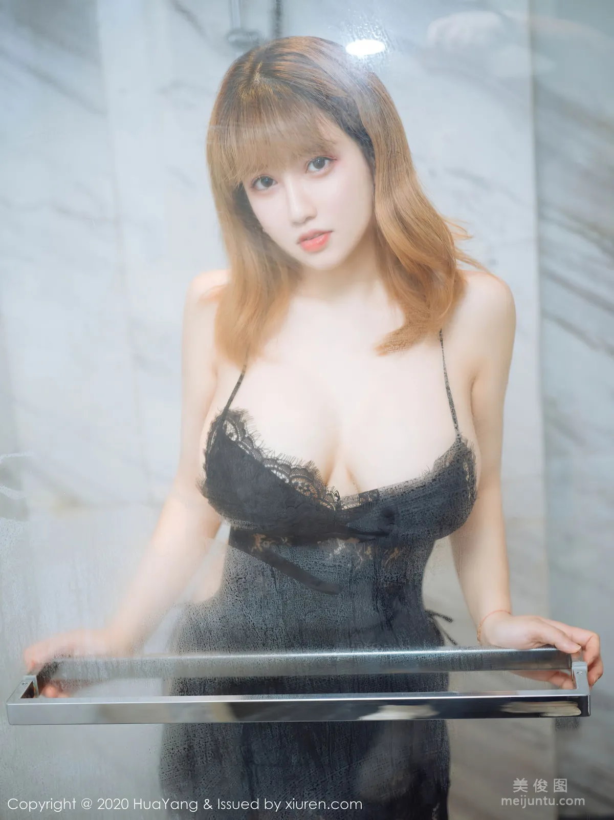 [花漾HuaYang] Vol.311 周大萌 - 黑色的蕾丝睡衣在浴室中淋漓湿身5