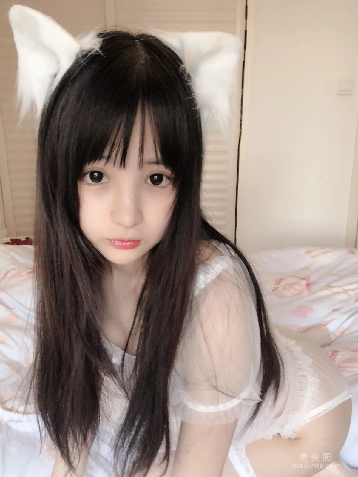 [Cosplay] 桜井宁宁 - 小白猫 蕾丝内衣 写真套图29
