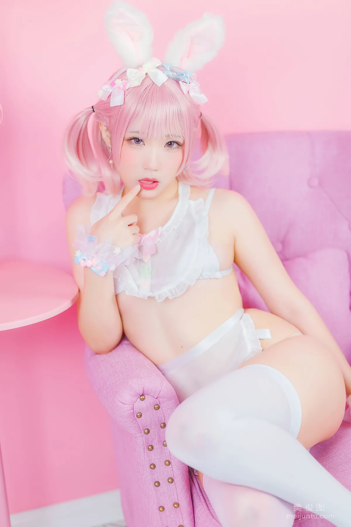 [网红COSER写真] Mime弥美 - 白粉色兔女郎5