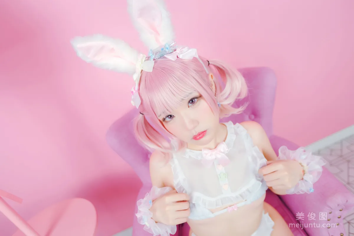 [网红COSER写真] Mime弥美 - 白粉色兔女郎2