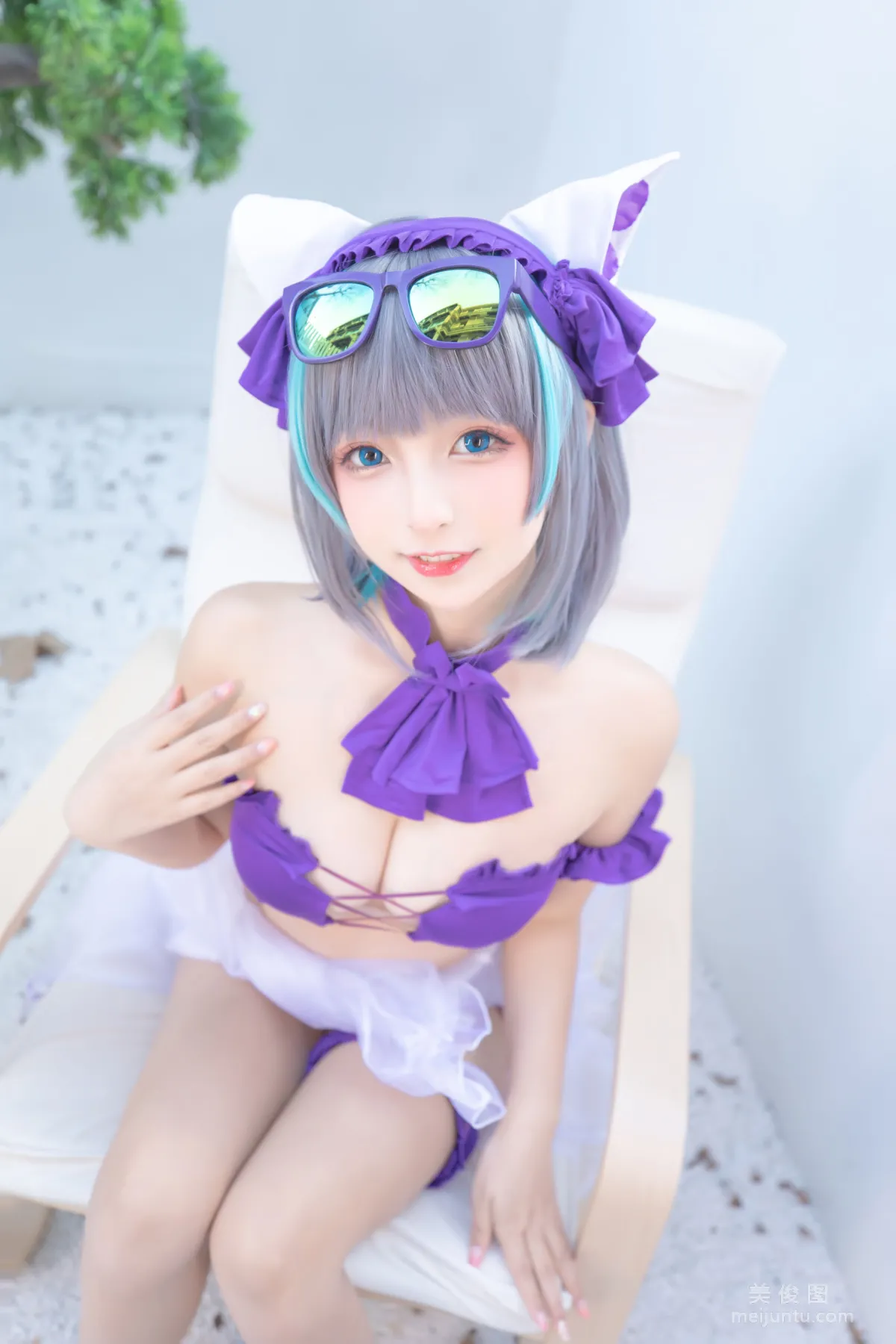 [网红COSER] 萝莉神楽板真冬 之 柴郡 - 纯色庭院  写真套图8