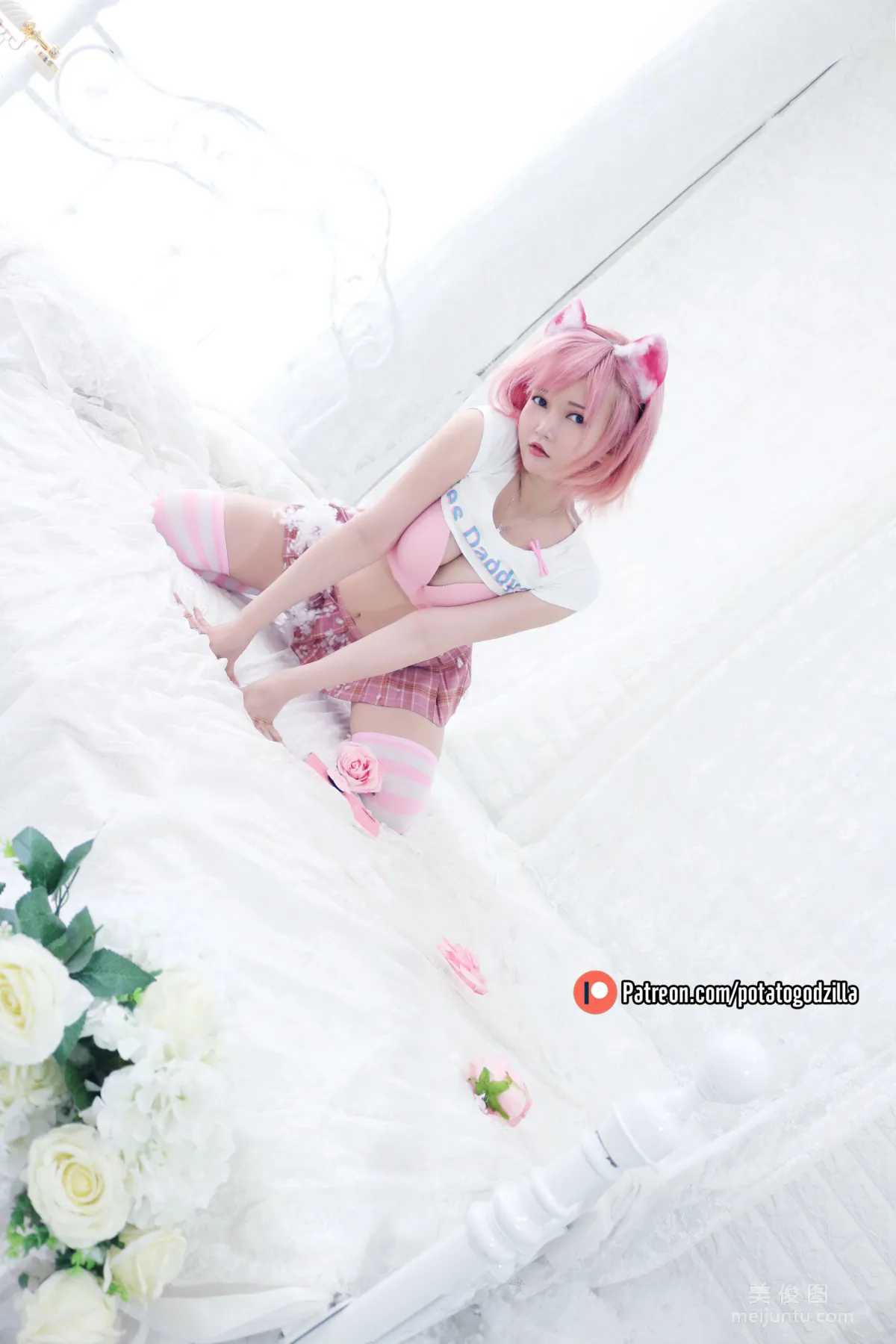 Coser小姐姐Potato Godzilla - Pink Casual 套图12