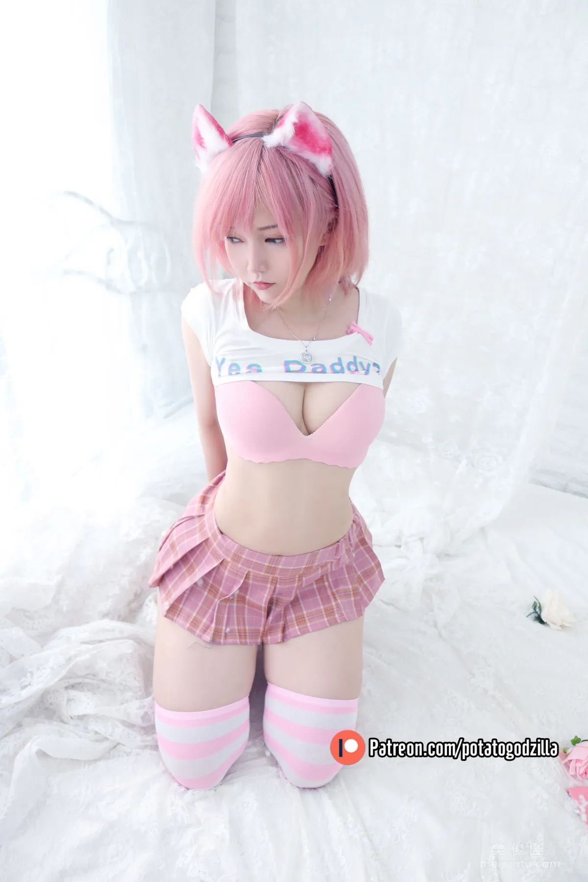 Coser小姐姐Potato Godzilla - Pink Casual 套图22