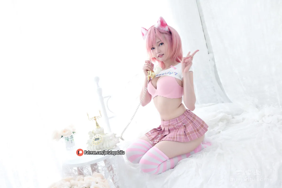 Coser小姐姐Potato Godzilla - Pink Casual 套图15