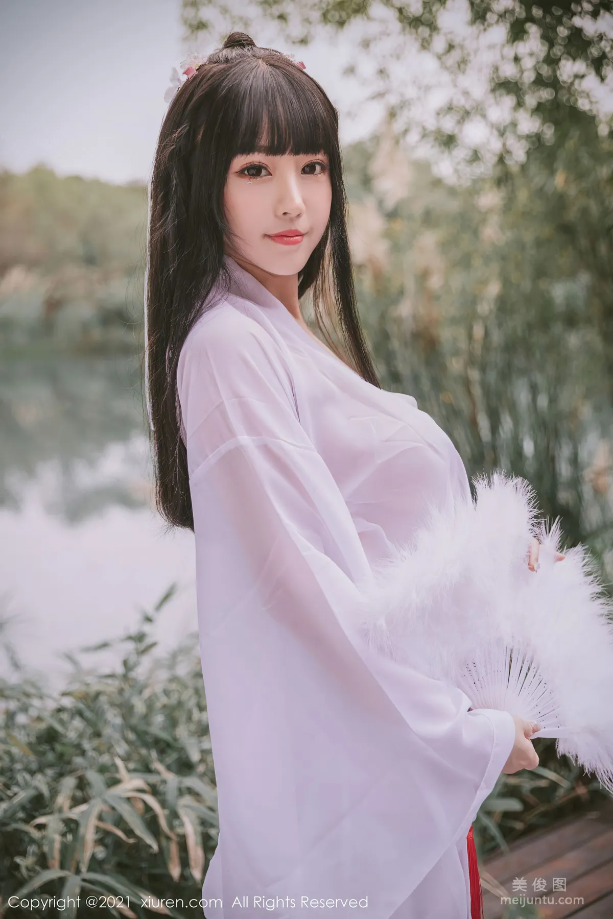 [秀人XiuRen] No.3749 朱可儿Flower - 洁白迷人的薄纱古风外拍系列9