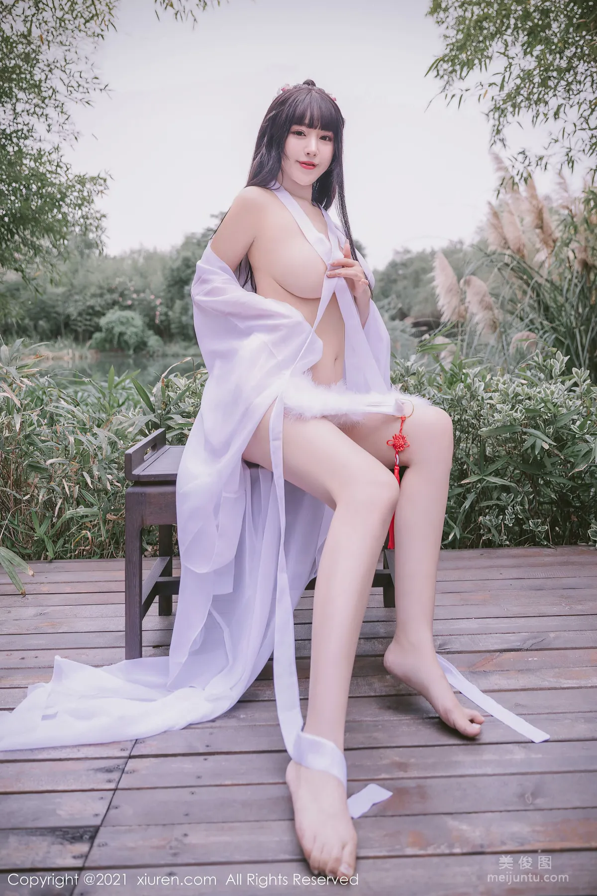[秀人XiuRen] No.3749 朱可儿Flower - 洁白迷人的薄纱古风外拍系列51