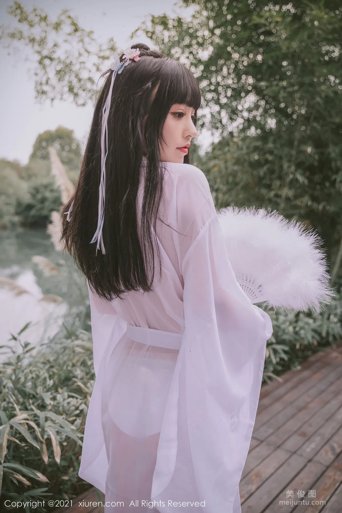 [秀人XiuRen] No.3749 朱可儿Flower - 洁白迷人的薄纱古风外拍系列8