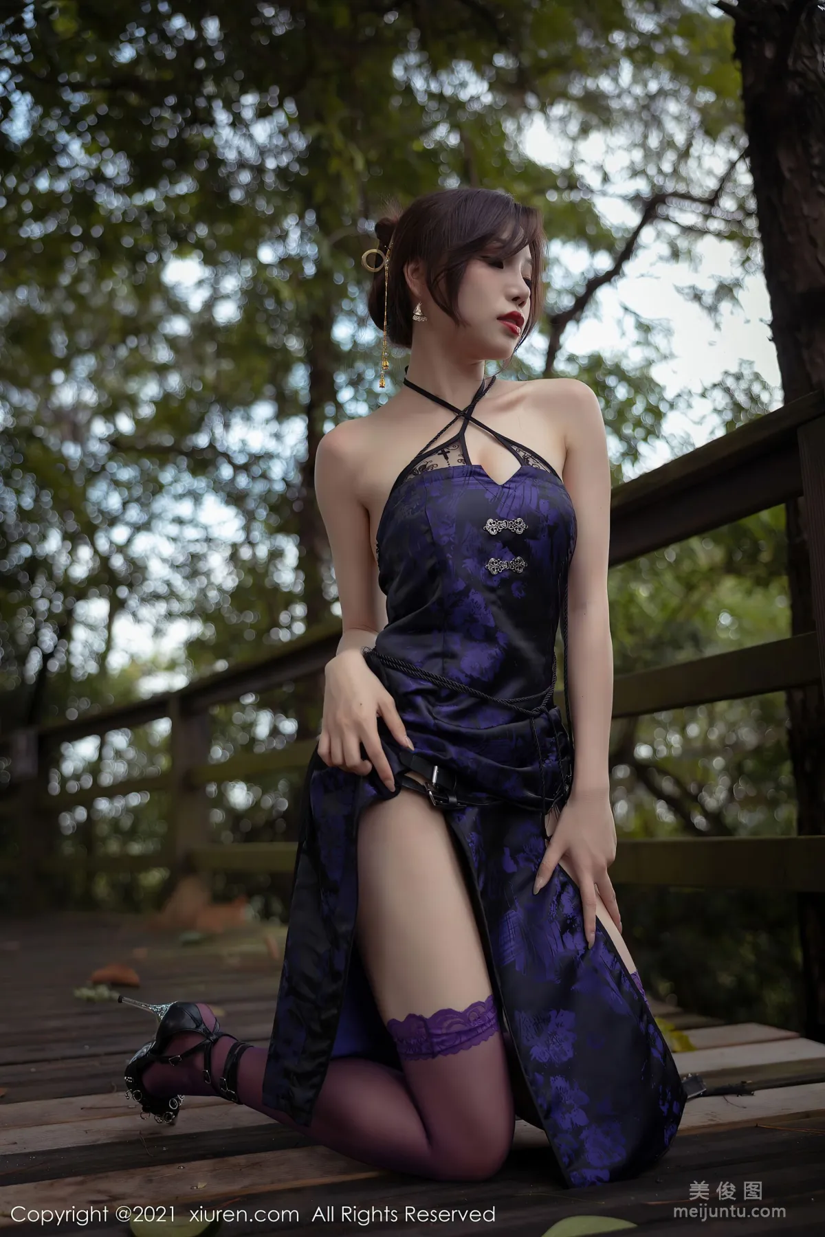 [秀人XiuRen] No.3794 芝芝Booty - 绚丽古典的紫色旗袍90