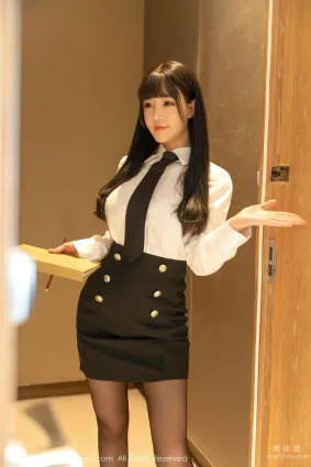 [秀人XIUREN] No.3608 朱可兒Flower - 經典的白襯衫黑短裙職場OL