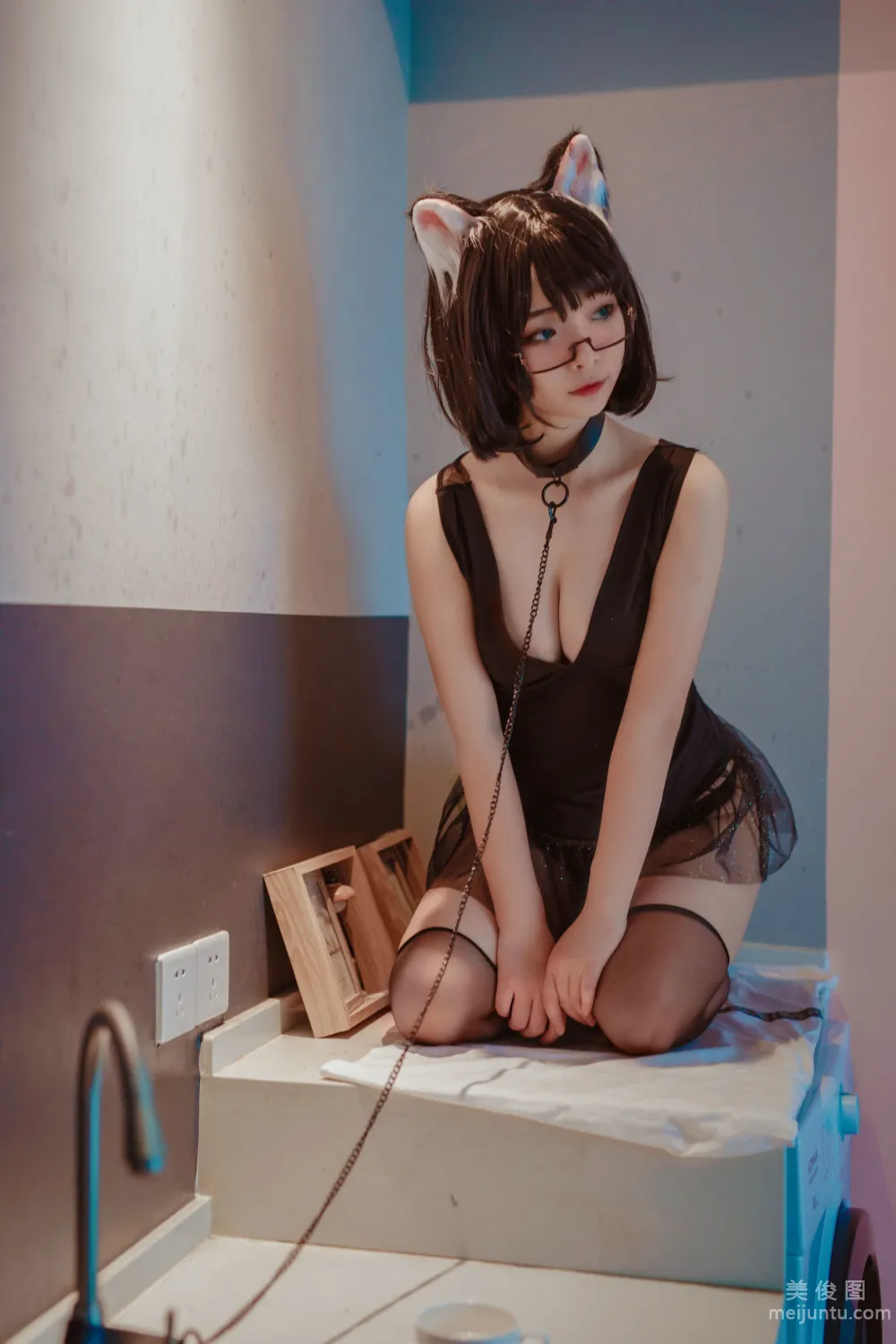 [网红COSER写真] yuuhui玉汇 - 猫猫头黑裙子 套图5